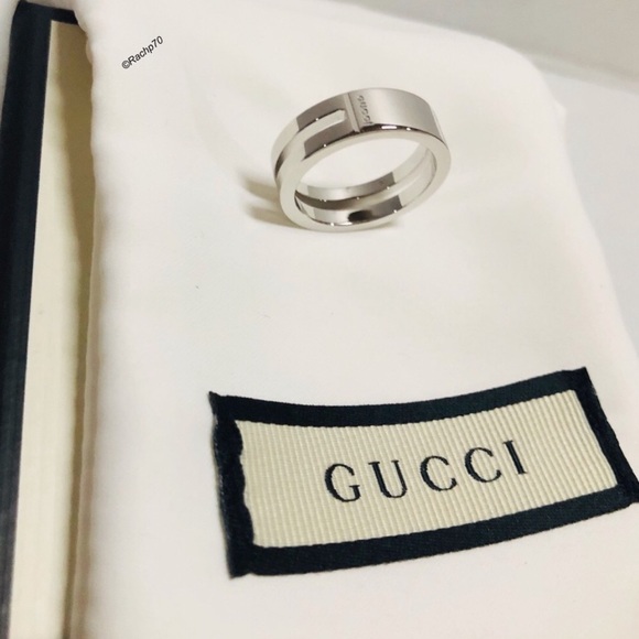 New Authentic Gucci Trademark Ring w/ Cut-Out Band - Picture 6 of 8